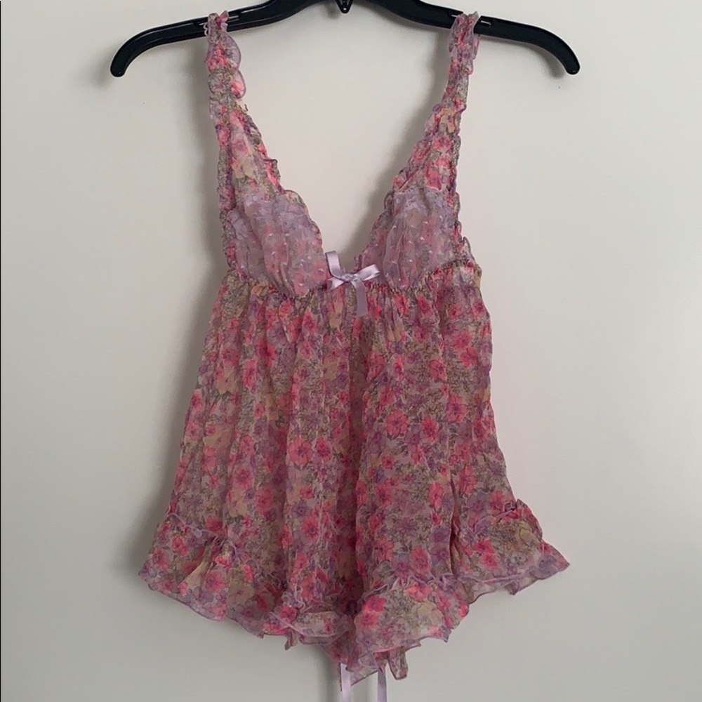 Luna Babydoll ~ Lavender Bloom Sheer Lace Babydoll Set